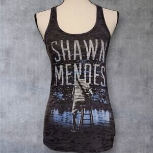 Shawn Mendes Tank Top Womens Sz S Black Burnout Sheer Racerback Graphic Band Tee